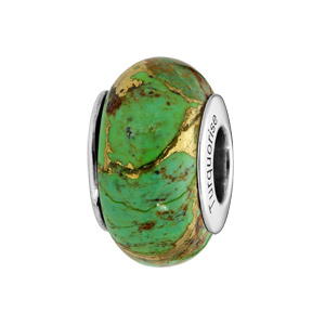 Charms en argent rhodié en pierre naturelle rendu turquoise verte - Vue 1