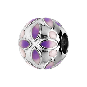 Charms en argent rhodié fleur mauve - Vue 1