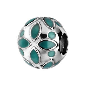 Charms en argent rhodié fleur verte - Vue 1