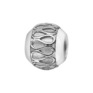 Charms Thabora boule en cramique blanche avec 1 bande en argent rhodi orne d\'un lacet sinueux - Vue 1