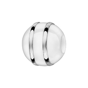 Charms Thabora boule en céramique blanche avec 2 filets en argent rhodié - Vue 1