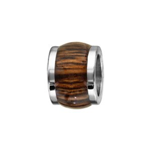Charms Thabora en acier forme tonneau marron bois synthétique - Vue 1