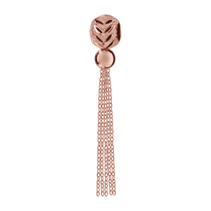 Charms Thabora en argent et dorure rose boule granitée avec diamantage en épi avec 1 boule lisse en dessous et 1 pompon en chaînettes - Vue 1