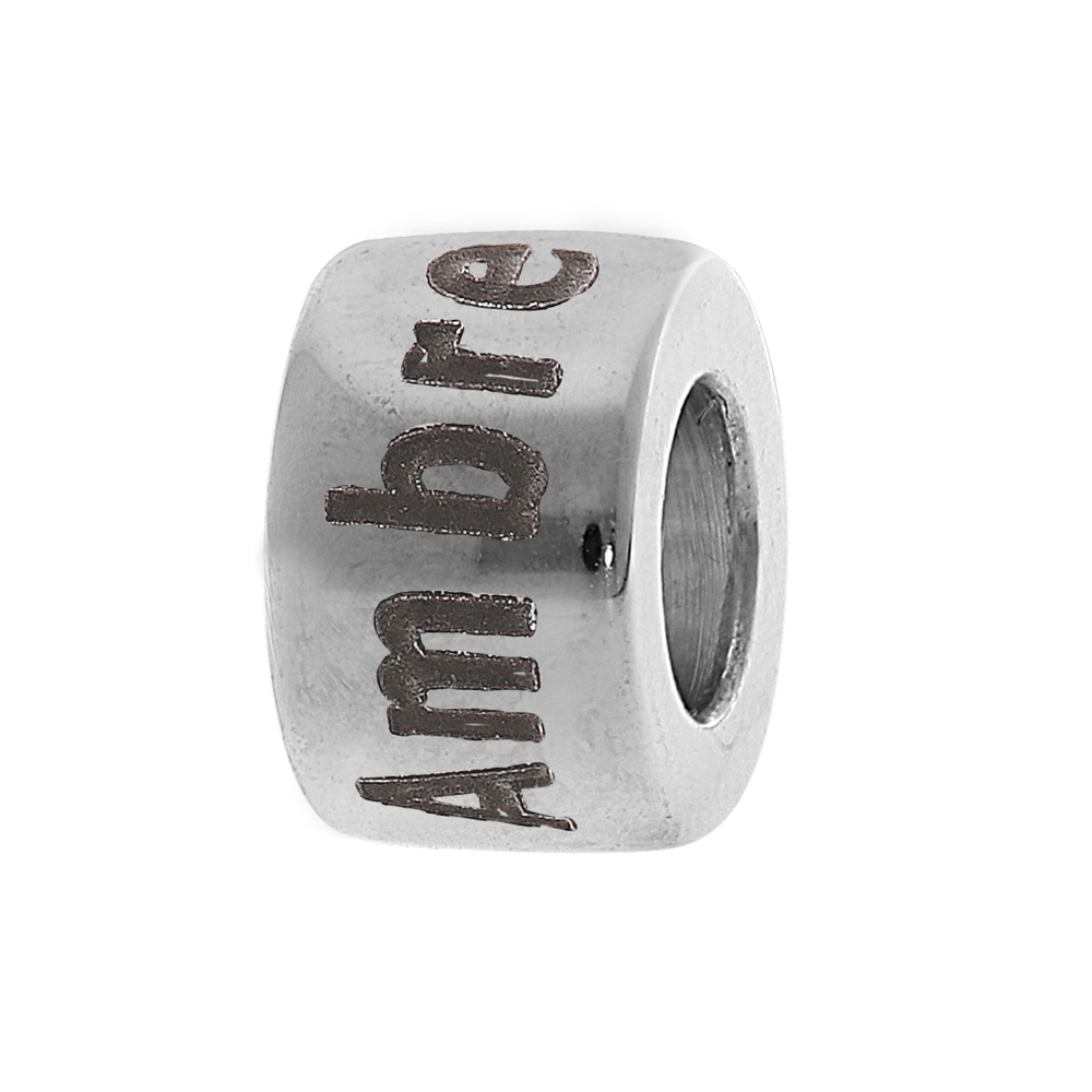 Charms Thabora en argent rhodi� anneau lisse coulissant � graver - Vue 1