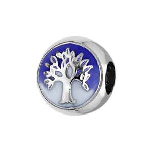 Charms Thabora en argent rhodi arbre de vie sur fond bleu - Vue 1