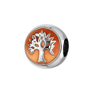 Charms Thabora en argent rhodi arbre de vie sur fond orange - Vue 1