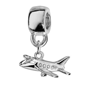 Charms Thabora en argent rhodi avion suspendu - Vue 1