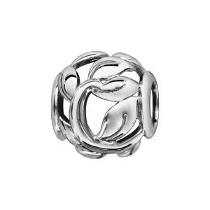 Charms Thabora en argent rhodi boule ajoure en forme de feuillage - Vue 1