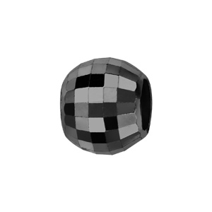 Charms Thabora en argent rhodié boule en céramique noire facettée - Vue 1