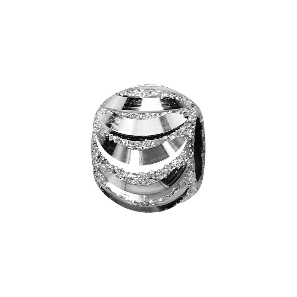 Charms Coulissant Argent Rhodié Murano Gris Pailleté - Bijou Authentique Thabora Avec Certificat
