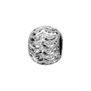 Charms Thabora en argent rhodi boule granite avec diamantage en arcs de cercle - Vue 1