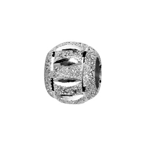 Charms Thabora en argent rhodi boule granite avec 2 liserets diamants rayures ajoure - Vue 1