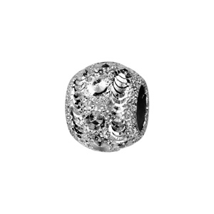 Charms Thabora en argent rhodi boule granite et diamante en petits cercles - Vue 1