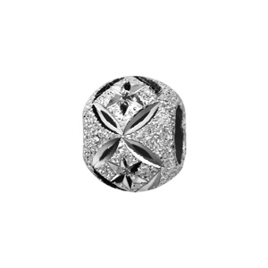 Charms Thabora en argent rhodi� boule granit�e et diamant�e �toiles et croix