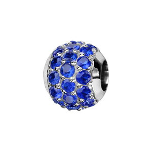 Charms Thabora en argent rhodi boule orne d\'oxydes bleus foncs sertis - Vue 1