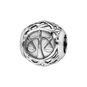 Charms Thabora en argent rhodi boule zodiaque balance - Vue 1