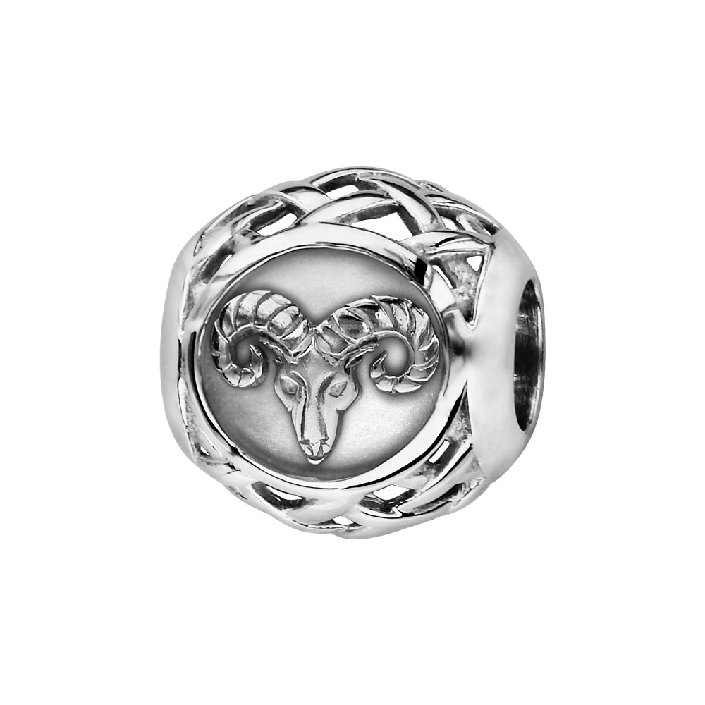 Charms Thabora en argent rhodi� boule zodiaque b�lier - Vue 1