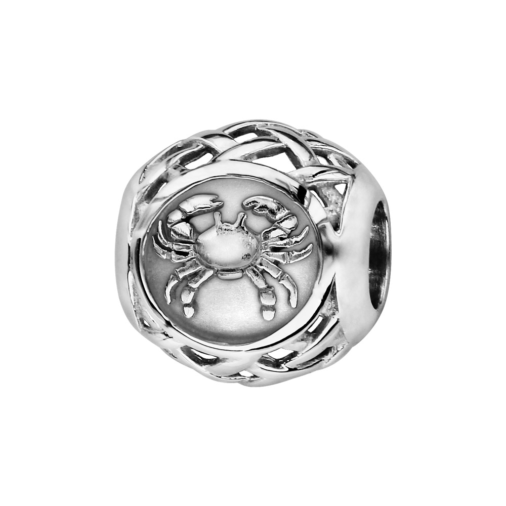 Charms Thabora en argent rhodi� boule zodiaque cancer - Vue 1