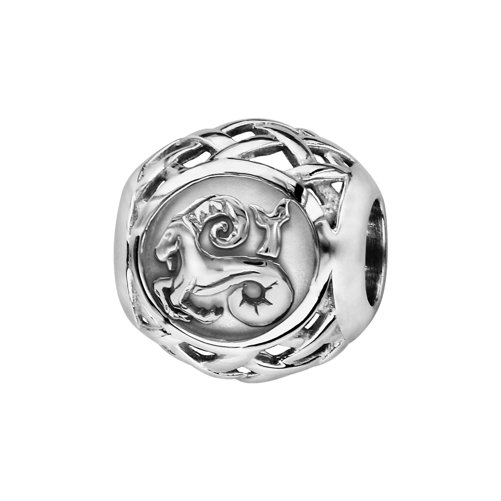 Charms Thabora en argent rhodi� boule zodiaque capricorne - Vue 1