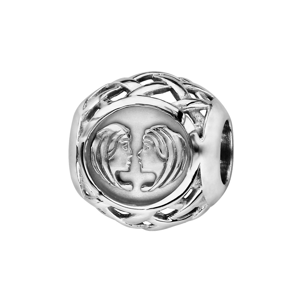 Charms Thabora en argent rhodi boule zodiaque gmeaux - Vue 1