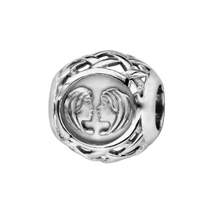 Charms Thabora en argent rhodi boule zodiaque gmeaux - Vue 1