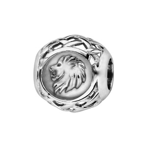 Charms Thabora en argent rhodi boule zodiaque lion - Vue 1