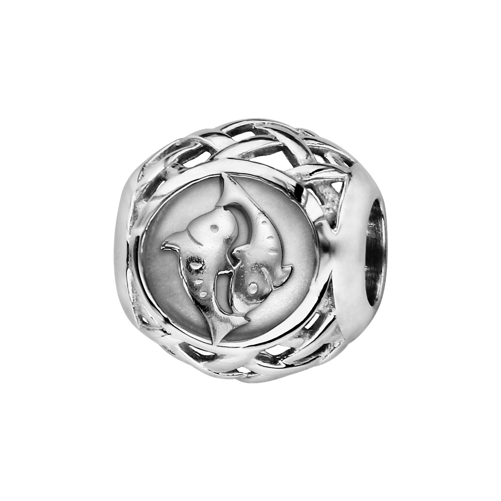 Charms Thabora en argent rhodi� boule zodiaque poissons - Vue 1