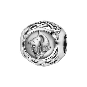 Charms Thabora en argent rhodi boule zodiaque poissons - Vue 1