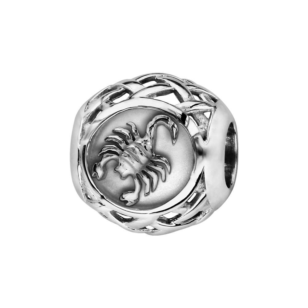 Charms Thabora en argent rhodi� boule zodiaque scorpion - Vue 1