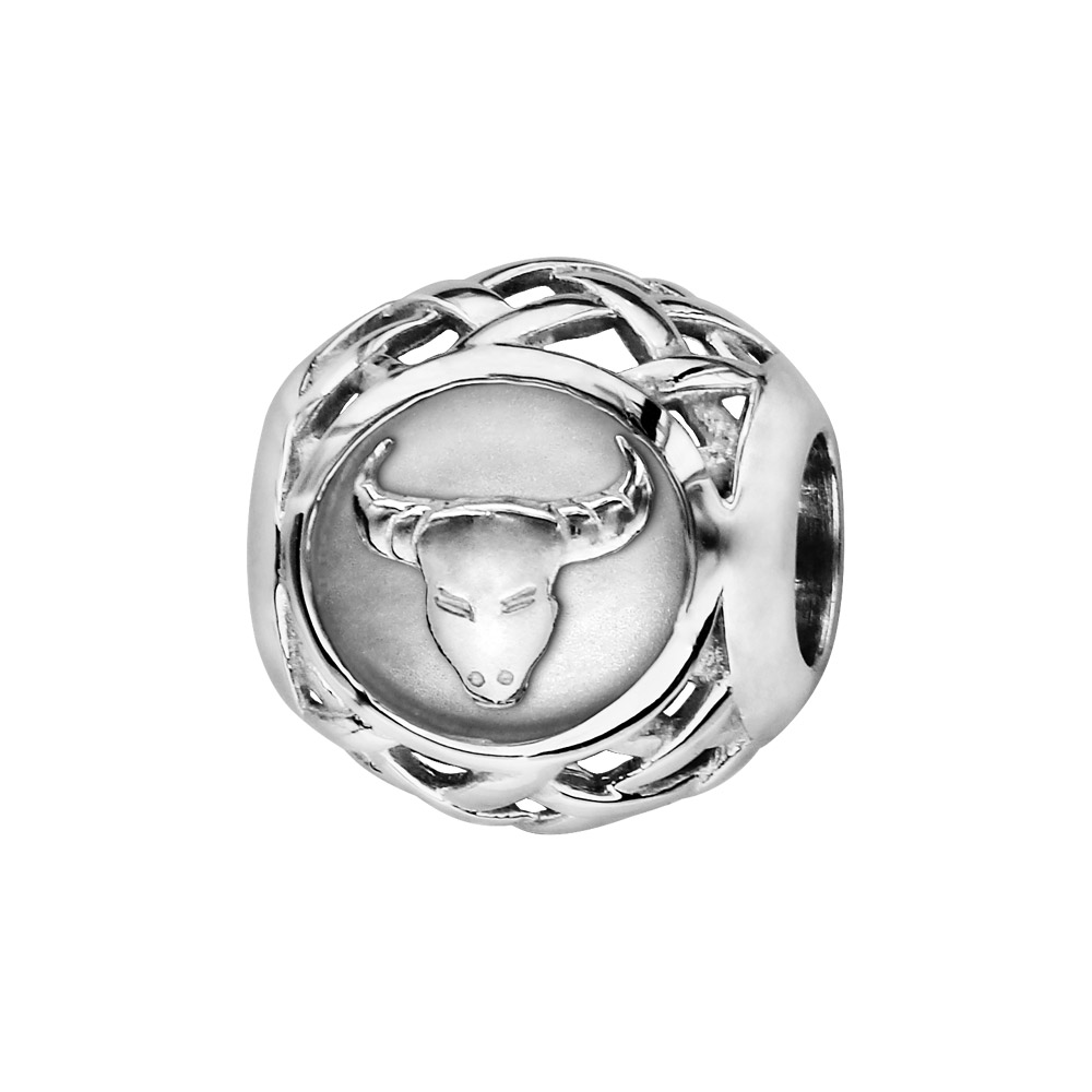 Charms Thabora en argent rhodi� boule zodiaque taureau - Vue 1