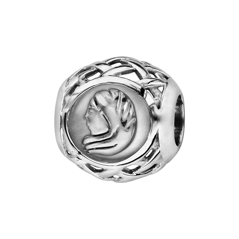 Charms Thabora en argent rhodi� boule zodiaque vierge - Vue 1