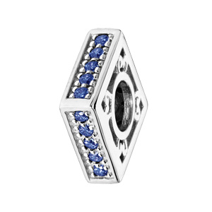 Charms Thabora en argent rhodié carré empierré bleu - Vue 1