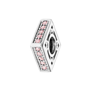 Charms Thabora en argent rhodié carré empierré rose - Vue 1