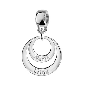 Charms Thabora en argent rhodi 2 cercles  personnaliser - Vue 1