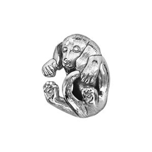 Charms Thabora en argent rhodi chien enroul - Vue 1