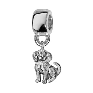 Charms Thabora en argent rhodi chien suspendu - Vue 1