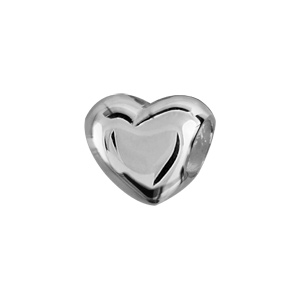 Charms Thabora en argent rhodi coeur bomb lisse - Vue 1