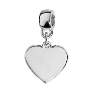 Charms Thabora en argent rhodi coeur  graver suspendu - Vue 1