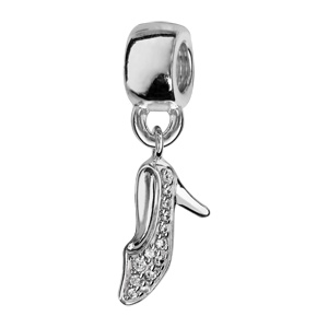 Charms Thabora en argent rhodi escarpin suspendu orn d\'oxydes blancs sertis - Vue 1