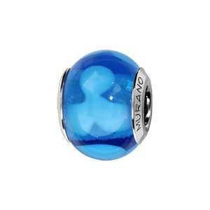 Charms Thabora en argent rhodi et verre de Murano vritable bleu avec formes bleu clair - Vue 1