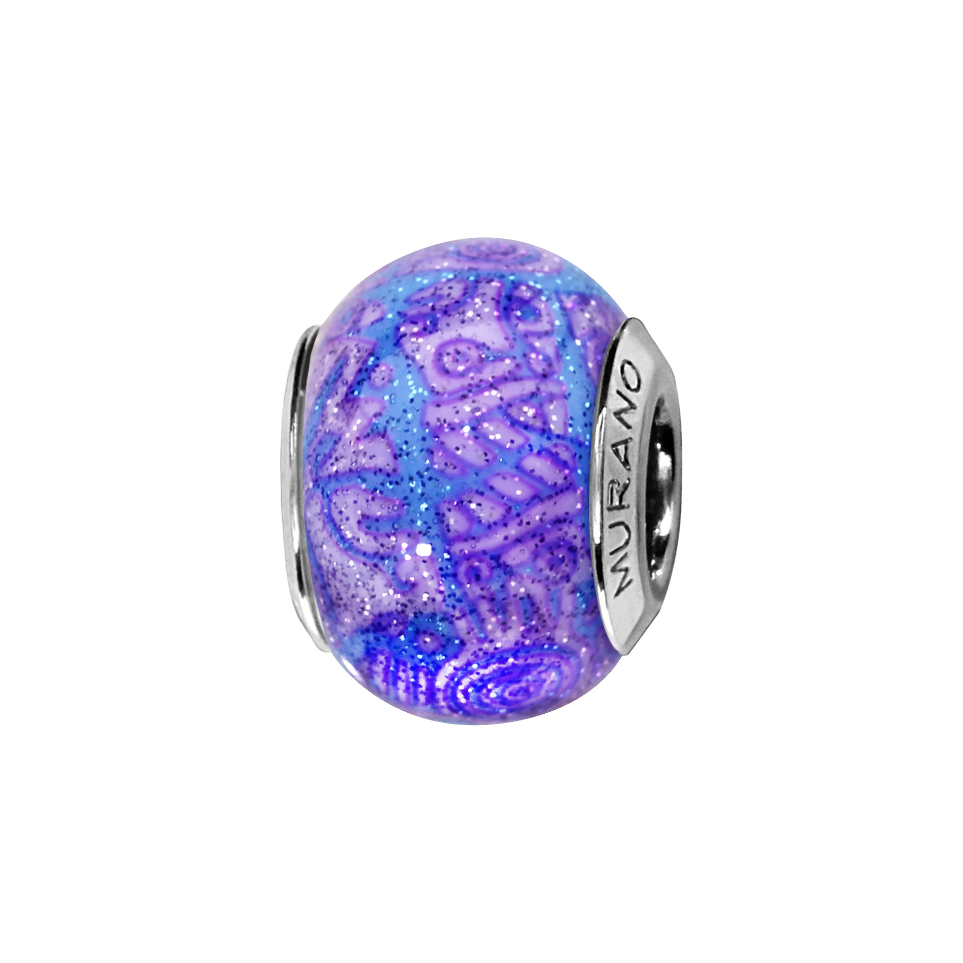 Charme Coulissant Argent 925 Murano Bleu Turquoise - Certificat Authenticité Inclus