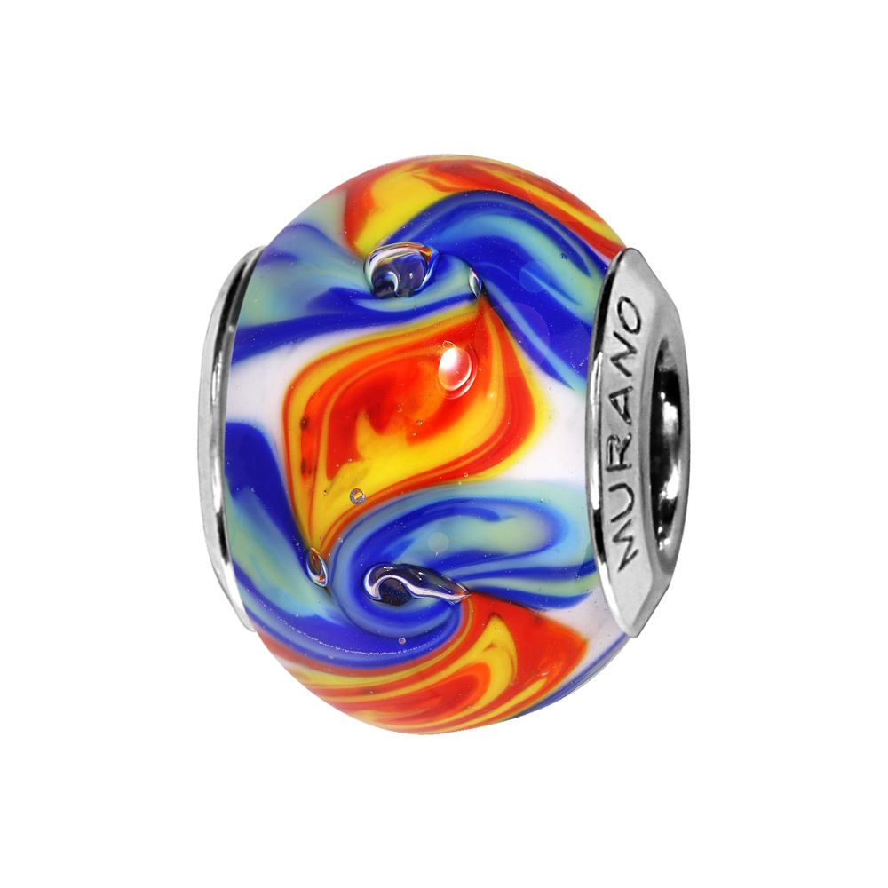 Charms Thabora en argent rhodi� et verre de Murano v�ritable formes multi couleur - Vue 1