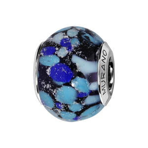 Charms Thabora en argent rhodi et verre de Murano vritable poids bleus clairs et foncs - Vue 1