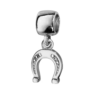 Charms Thabora en argent rhodi fer  cheval suspendu - Vue 1