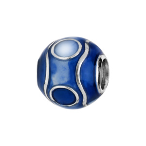 Charms Thabora en argent rhodi fil zig zag et ronds sur fond bleue - Vue 1