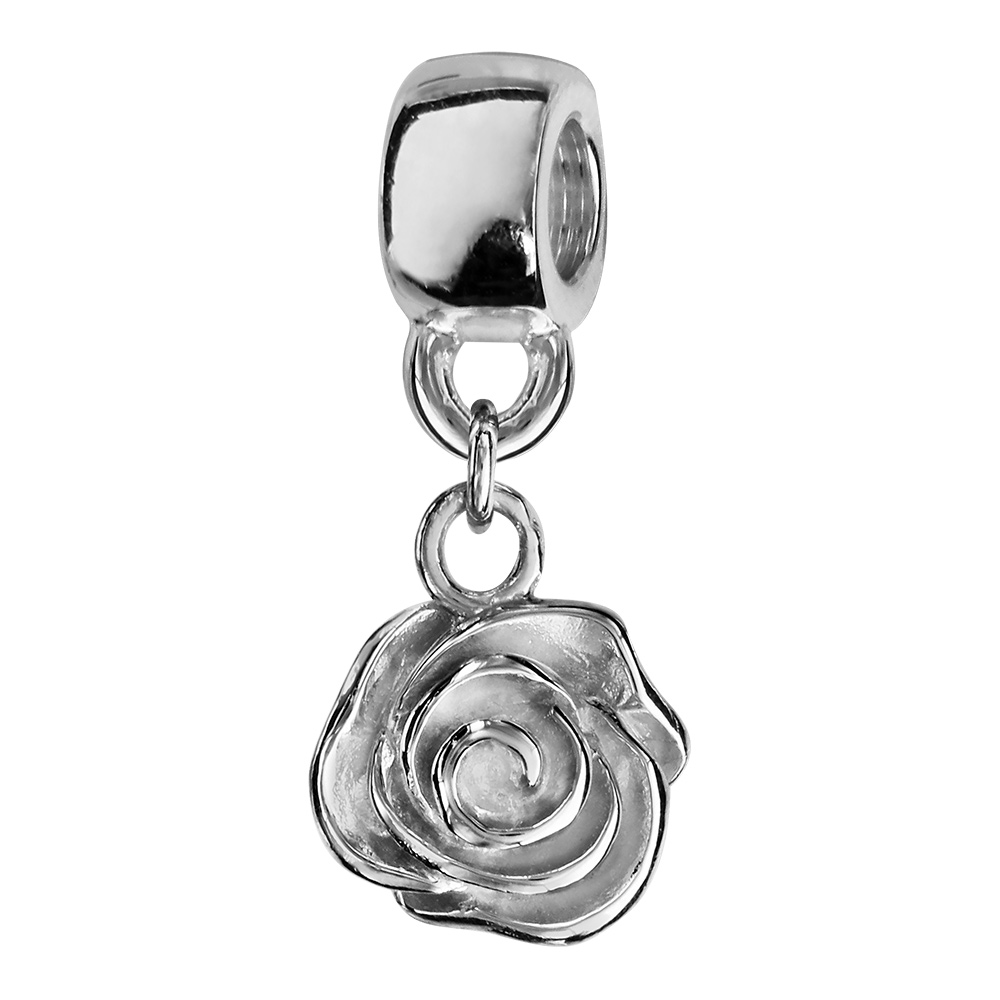 Charms Thabora en argent rhodi� fleur de rose suspendue - Vue 1