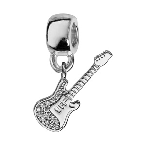 Charms Thabora en argent rhodi guitare oxydes blancs sertis - Vue 1