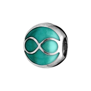 Charms Thabora en argent rhodi infini sur fond turquoise - Vue 1