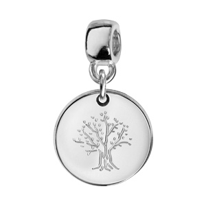 Charms Thabora en argent rhodi mdaille suspendue grave arbre de vie - Vue 1