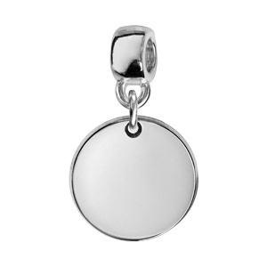 Charms Thabora en argent rhodi mdaille suspendue  graver - Vue 1